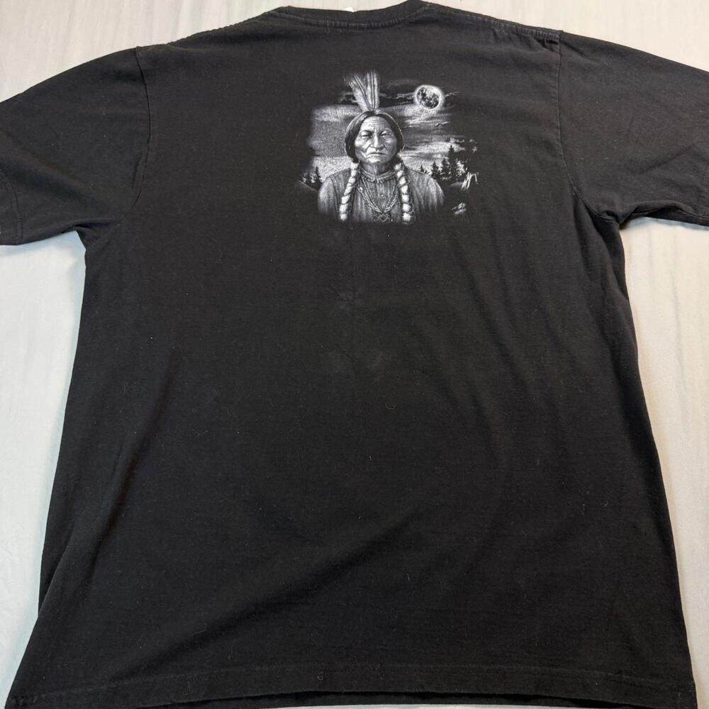Native American Staring with Buffalo Nature Graphic Tee - Picture 4 of 4